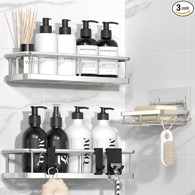 YASONIC Shower Caddy Adhesive, No Drill Bathroom Organizers, Rust Proof Shower by YASONIC