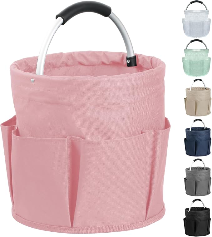 17L Portable Shower Caddy with 6 Side Pockets, Foldable Cleaning Supply Caddy by IHOMAGIC