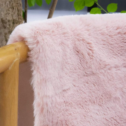 Pink Washable Fluffy Rugs for Bedroom Small Circle Faux Rabbit Shag Fur Area Rugs for Living Room Nursery Round Rug 3ft Rug