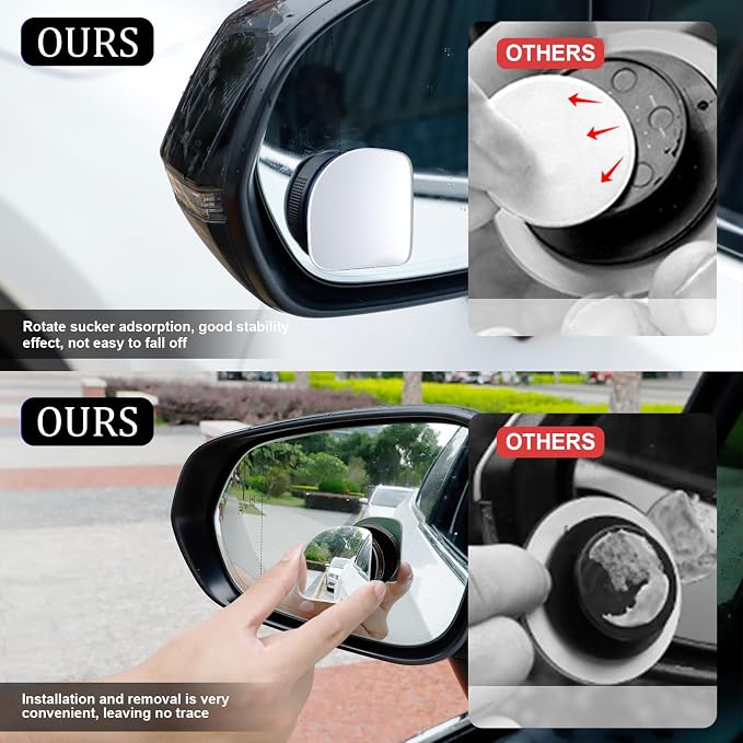 LivTee Blind Spot Car Mirror, Fan HD Glass Frameless Convex Side Mirror - Image 6
