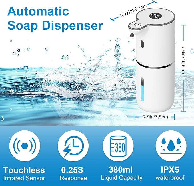 Automatic Liquid Soap Dispenser Touchless, USB Rechargeable Smart Hand Soap - Image 2