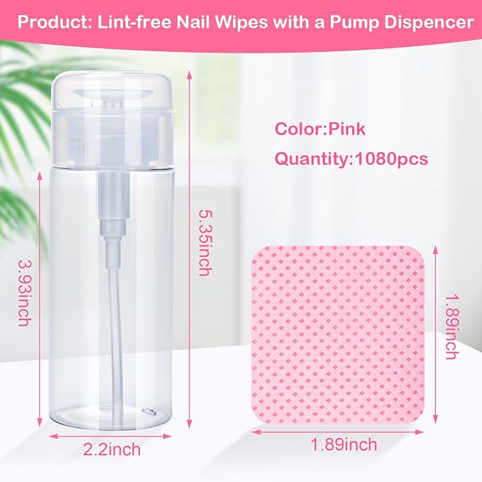 Lint Free Nail Wipes, Acetone Nail Polish Remover 1080PCS - Image 5