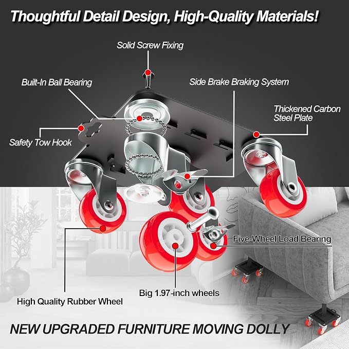 Furniture Dolly 5 Wheels Heavy Duty - Image 2