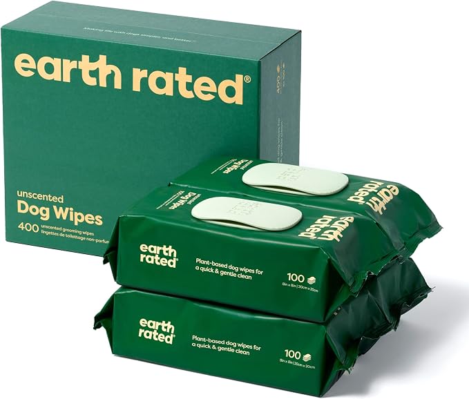 Earth Rated Pet Wipes for Dogs and Cats, Hypoallergenic, Cleaning and Hydrating by EarthRated