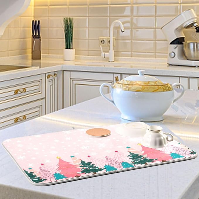 Christmas Tree Pink Dish Drying Mat - Image 6