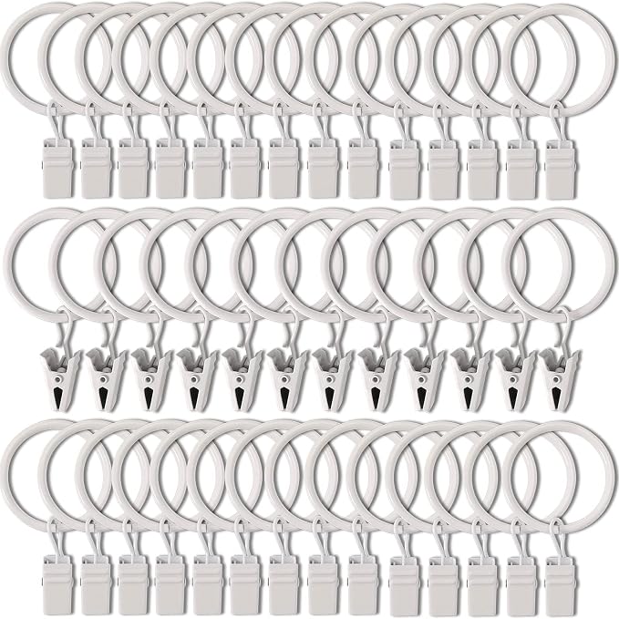 40 Pack Curtain Rings with Clips, Drapery Clips with Rings, Drapes Rings 1.26 by AMZSEVEN