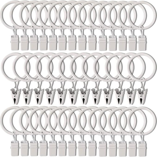 40 Pack Curtain Rings with Clips, Drapery Clips with Rings, Drapes Rings 1.26 by AMZSEVEN