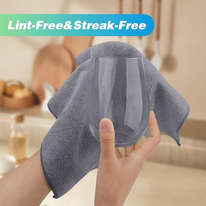 HOMEXCEL Grey Microfiber Cleaning Cloth, 24 Pack Absorbent Cleaning Rags - Image 3