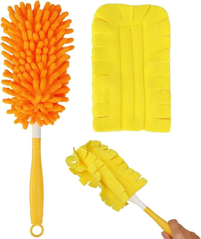 2 Pcs with 1 Handle Reusable Duster Refills, Washable Microfiber Dusters by HDongany