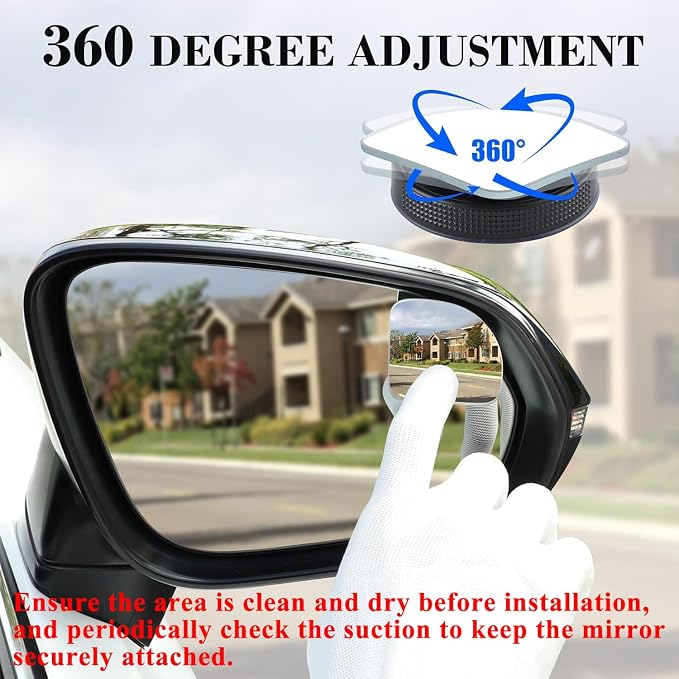 LivTee Blind Spot Car Mirror, Fan HD Glass Frameless Convex Side Mirror - Image 5