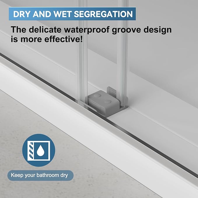 56"-60" W x 75" H Frameless Shower Door, Double Sliding Shower Door, 5/16" - Image 5