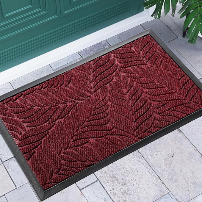 Yimobra 36x24 Large Door Mat Outdoor Indoor, All-Season Waterproof Door Mat Outside Entrance, All-Weather Non-Slip Outside Doormat for Garage Patio Entryway, Red