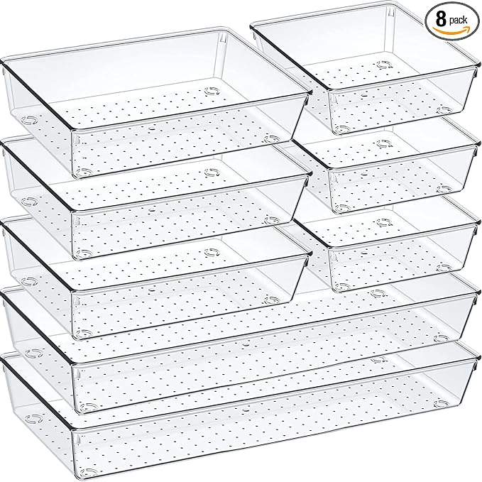 Criusia Drawer Organizer Set, Acrylic Non Slip Non Cracking Kitchen Drawer by Criusia