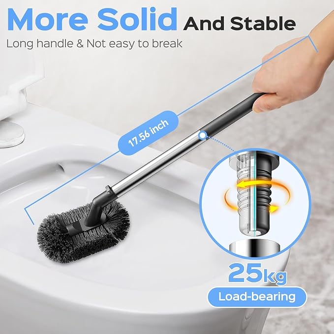 HAMITOR Toilet Plunger and Brush Set: 2 Pack 2 in 1 Stainless Steel Rustproof - Image 6