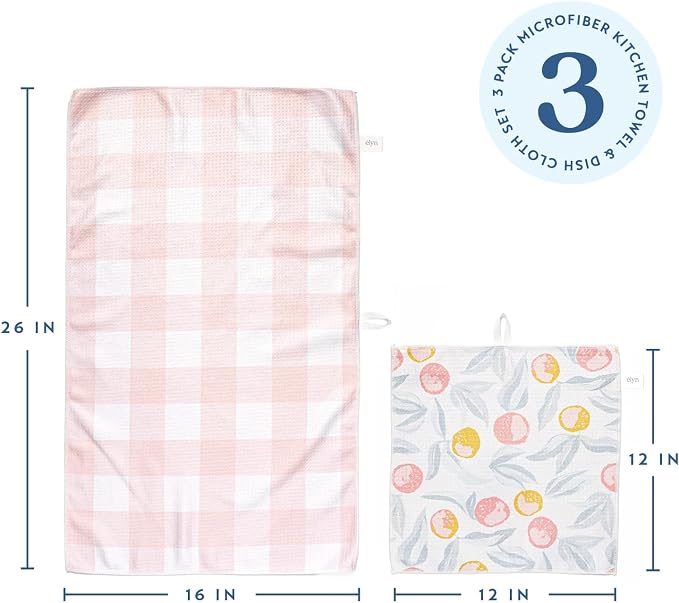 ELYN Microfiber Kitchen Dish Towel & Dish Cloth Set, Quick-Dry & Absorbent - Image 2