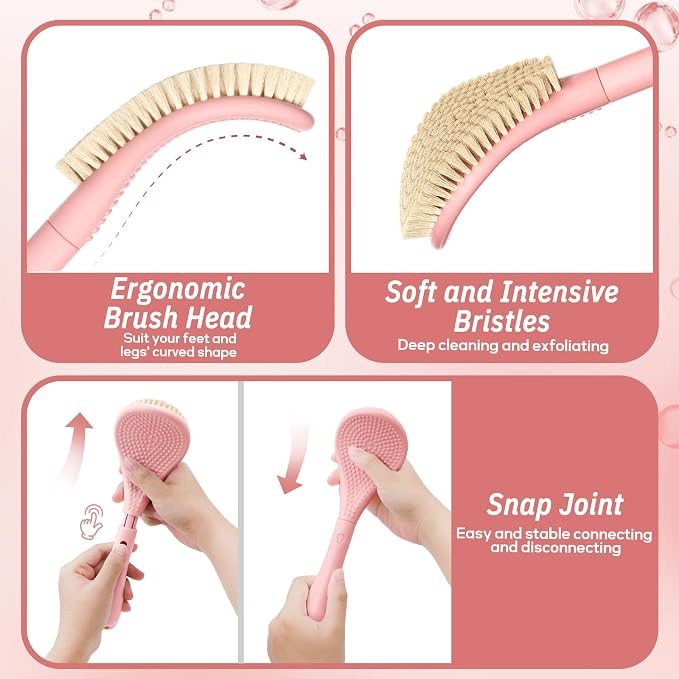 New Foot Brush & Back Scrubber Set 2PCS, 10.2''- 27.5'' Adjustable Foot Scrubber - Image 5