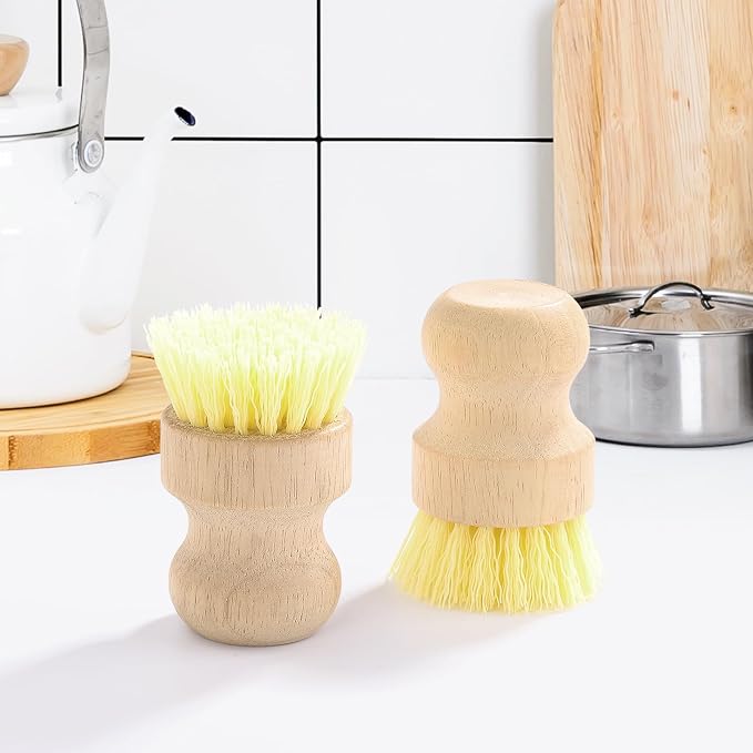 4-Pack Bamboo Dish Brush, Palm Brush Dish Scrubber - Image 4