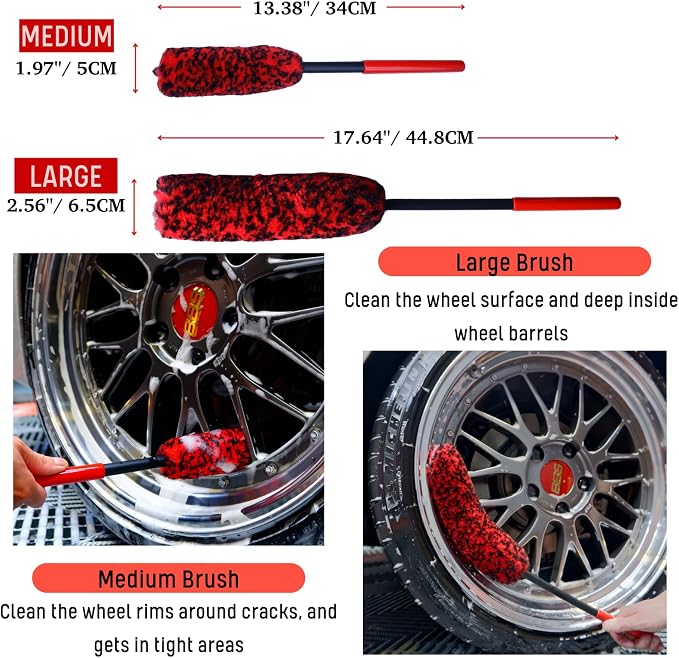 Professional 4 Pack Long Handle Wheel Brush Kit - Image 5