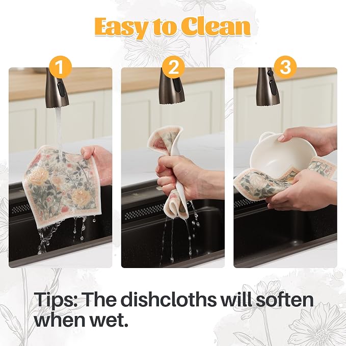 JOYMOOP 6 Pack Dishcloths for Kitchen, Reusable Absorbent Non-Scratch Cleaning - Image 3