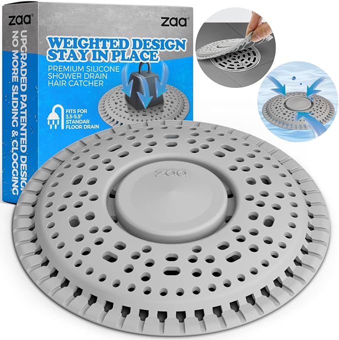 zaa Shower Drain Hair Catcher, Premium Silicone Drain Protector & Shower Drain by zaa