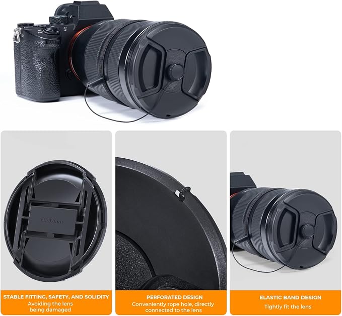 K&F Concept 43mm Lens Cap, 9-in-1 Center Pinch Lens Cover + Anti-Loss Keeper - Image 4