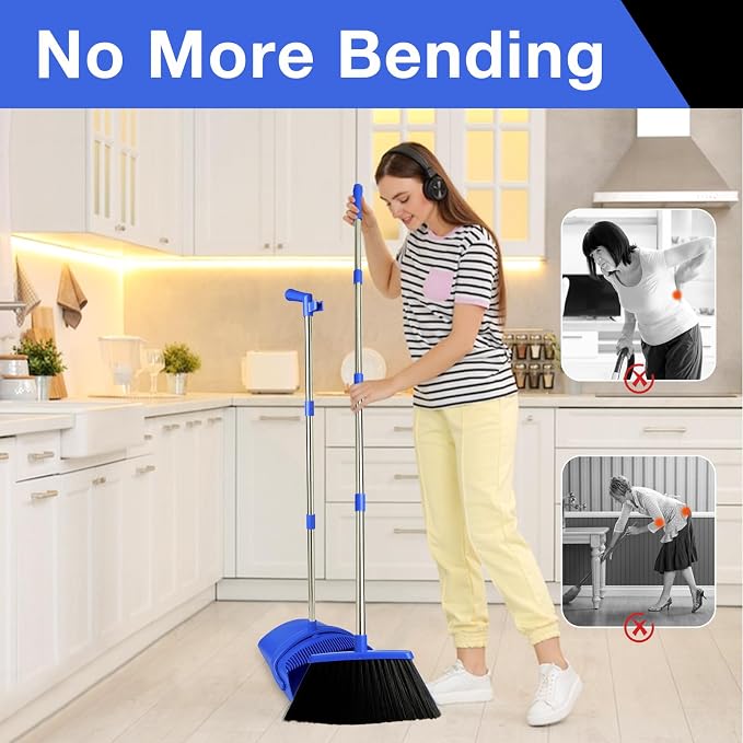 Broom and Dustpan Set, Long Handle Lightweight Dustpans - Image 6