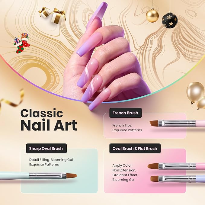 Beetles Gel Polish Nail Art Brushes, Wood Alloy Handle, Dotting Pen Clean Up - Image 3