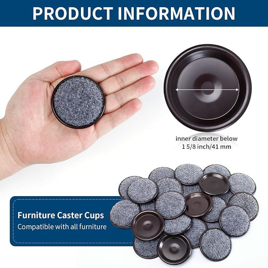 Ezprotekt 1 5/8" Round Reusable Felt Furniture Caster Cups - Image 2