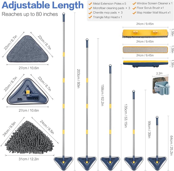 80" Wall Cleaner Mop with Long Handle, Sunoyar 5-in-1 Walls Washer - Image 2