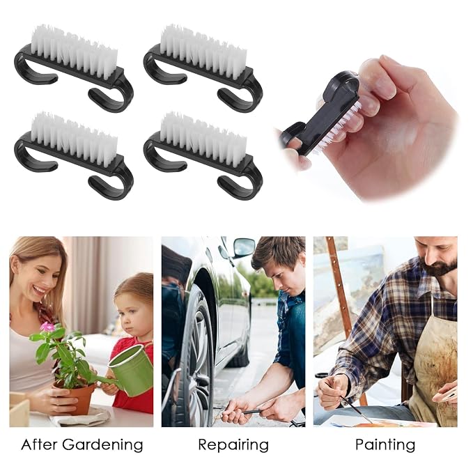 20 PCS Handle Grip Nail Brush Cleaner Black Nail Cleaning Brush Nylon - Image 5