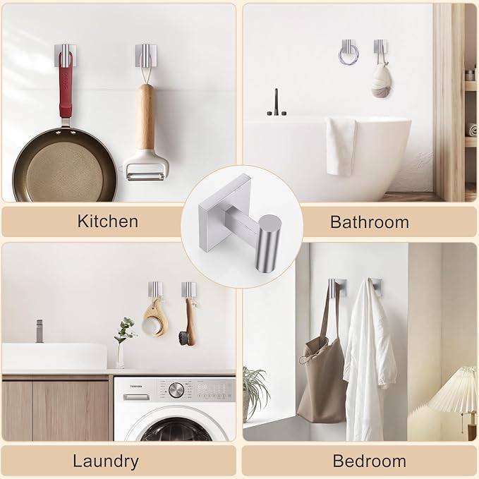 Towel Ring Set 4 Piece Bathroom Hardware Set Includes Towel Ring 2 Towel Hooks - Image 5
