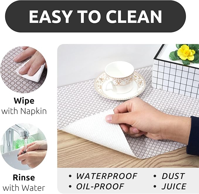 RAY STAR 12X120 Inch Shelf Liner for Kitchen Cabinets, Non-Adhesive Cabinet Liner Washable, PVC Drawer Liner for Dresser Non-Slip Bathroom (Circle)(2 Roll)