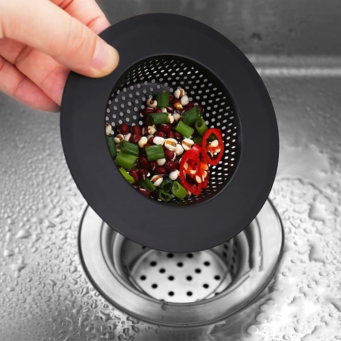 2 Pcs Black Stainless Steel Mesh Sink Drain Strainer, 3.54" Top/2.16" Kitchen - Image 2