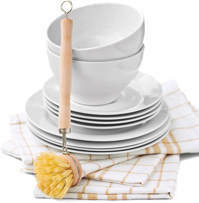 HIC Kitchen Natural Bristle Veggie Dish Scrub Brush, Non-Scratch Natural - Image 2