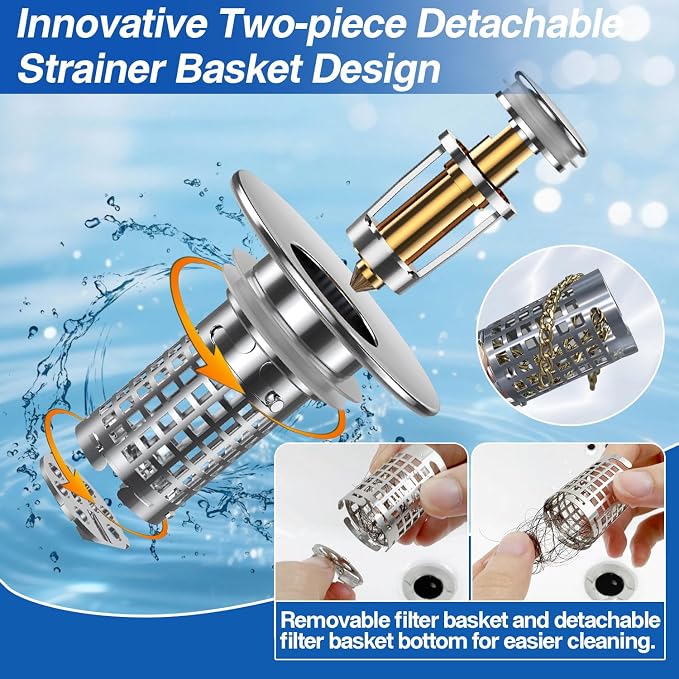 Sink Stopper Hair Catcher, Pop-up Sink Drain Strainer - Image 5