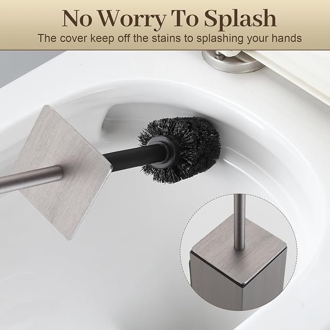 Toilet Brush and Holder Wall Mounted, Brushed Nickel Aluminum - Image 6
