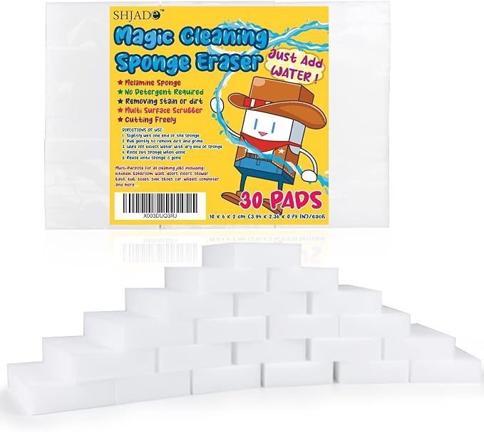 Magic Sponges Cleaning Eraser, 30 Pack Melamine Foam Cleaning Pads, Wall Cleaner by SHJADE