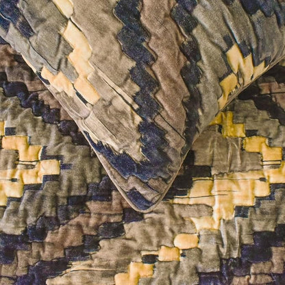 The HomeCentric King/Queen/Twin Beige Designer King 90"x18" Bed Runner Without Pillow Cover, Abstract, Chevron, Quilted Bed Scarf on Suede Velvet Fabric - Paramount