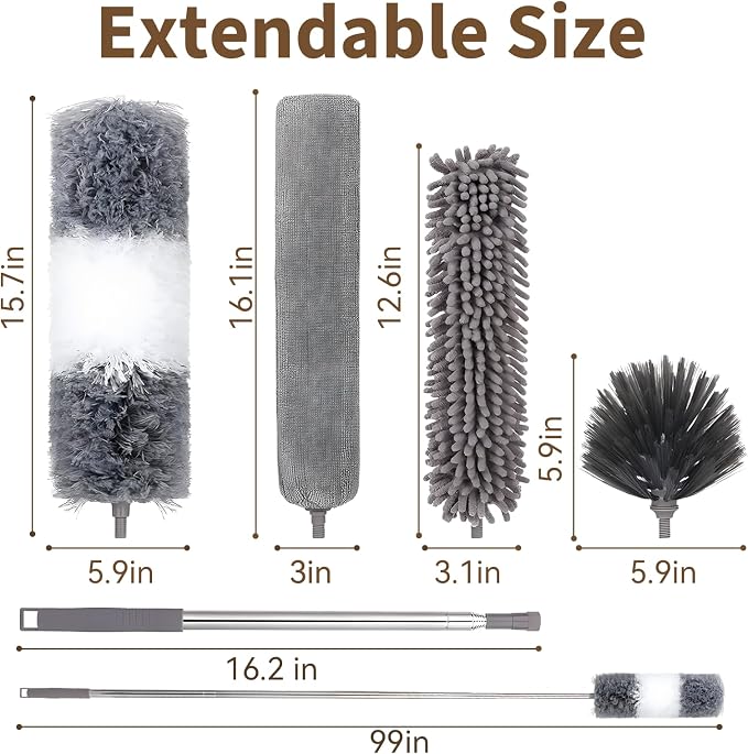 HAMEINY Feather Duster for Cleaning Microfiber Furniture Dusters - Image 3