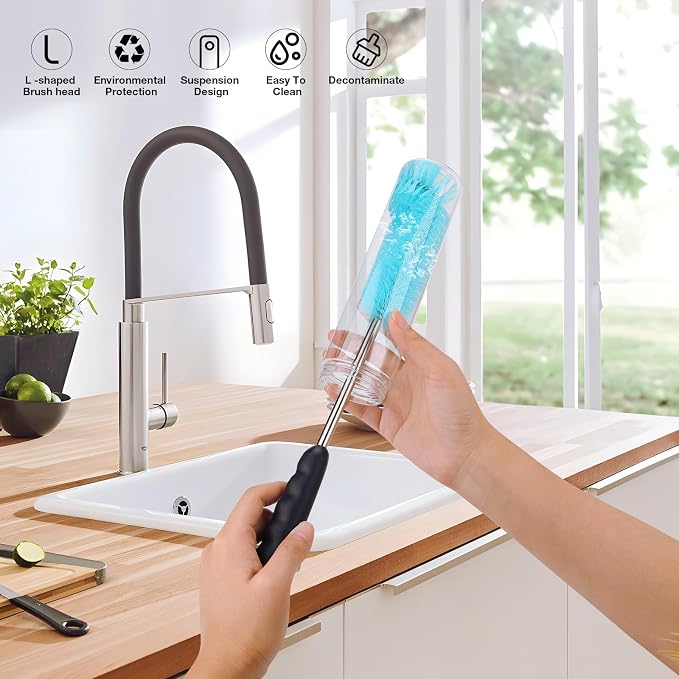 6 Pack Bottle Brush Cleaner Set, Long Handle Stainless Steel Water Bottle - Image 3