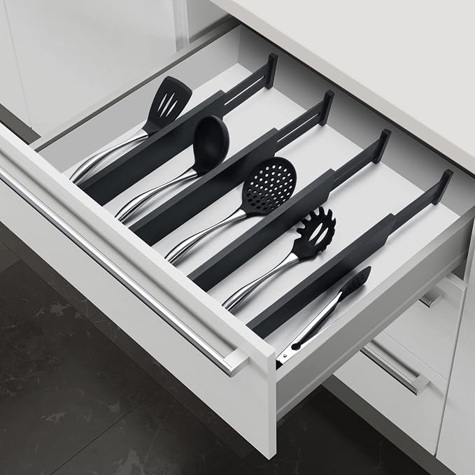 4 Pack Bamboo Drawer Dividers, Adjustable Length from 12 Inch to 17 Inch - Image 3