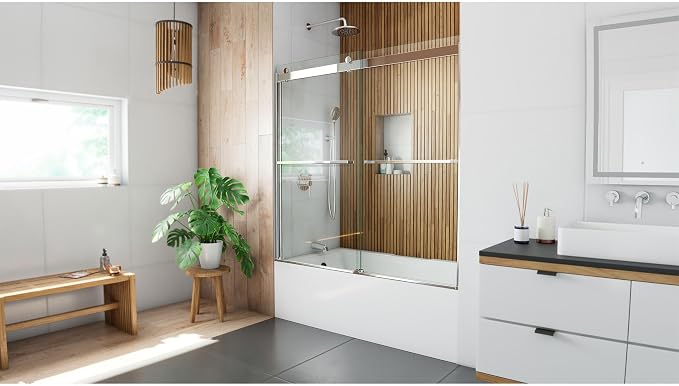 DreamLine Sapphire 56-60 in. W x 60 in. H Semi-Frameless Bypass Tub Door in - Image 2