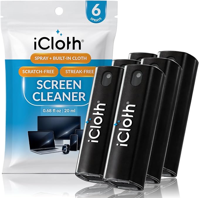 6X iCloth 2-in-1 Screen Cleaner Spray & Microfiber Cloth by iCloth