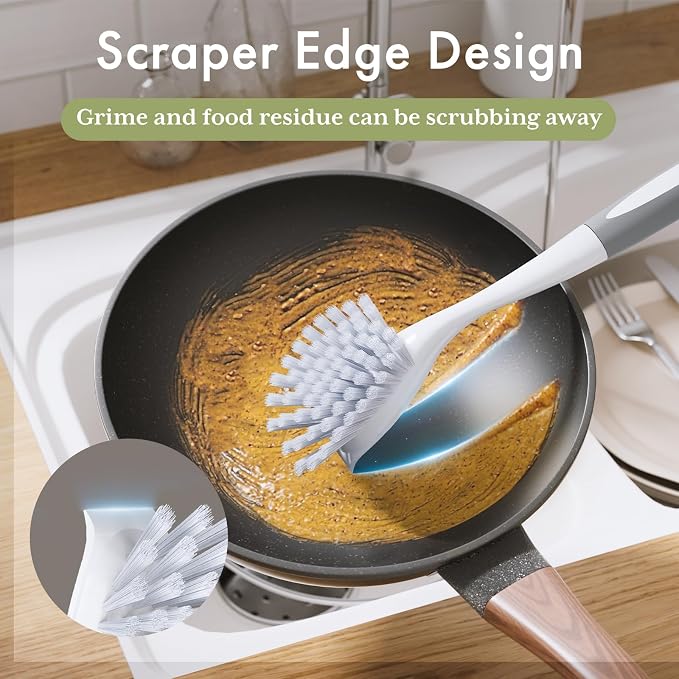 Amazer Dish Brush with Handle, 2 Pack Kitchen Scrub Brushes - Image 2