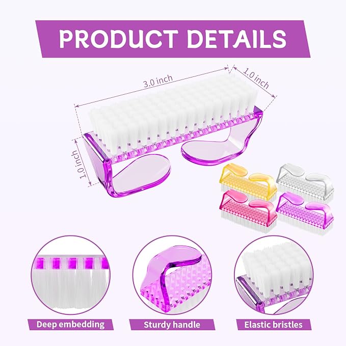 8Pcs Nail Brushes for Cleaning Fingernails, Handle Grip Nail Scrubber Brush - Image 2