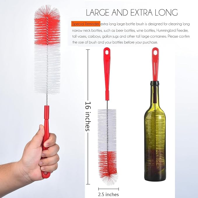 ALINK 8-Pack Red Bottle Brush Cleaner Set - Image 2