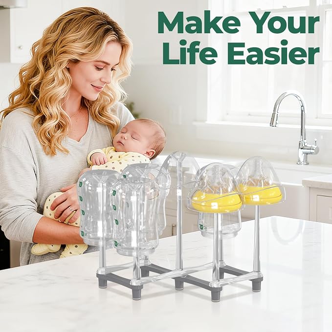 EsLuker.ly Baby Bottle Drying Rack Plastic Vertical Dryer Holder, Foldable - Image 8