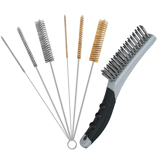 7 PCS Wire Brush Set, Brass Wire Brush and Stiff Bristle Metal Brush by Unknown