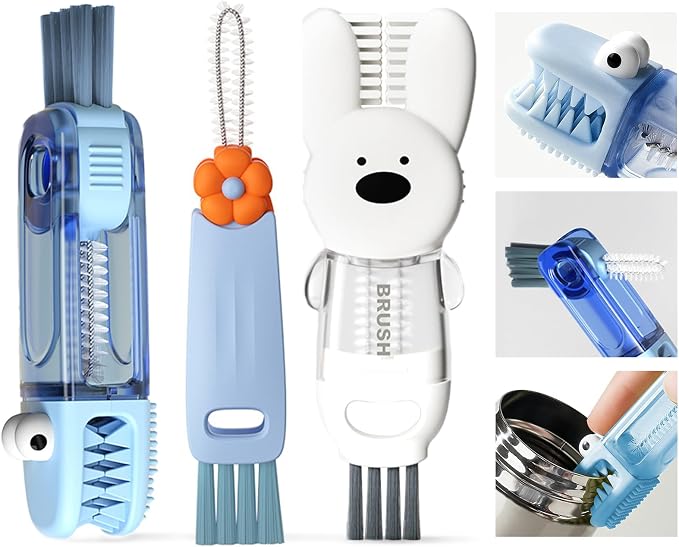 4 in 1 Cup Lid Cleaning Brush, 3 in 1 Bottle Brush, Cup Crevice Cleaning Tools by UNNGEIGEI