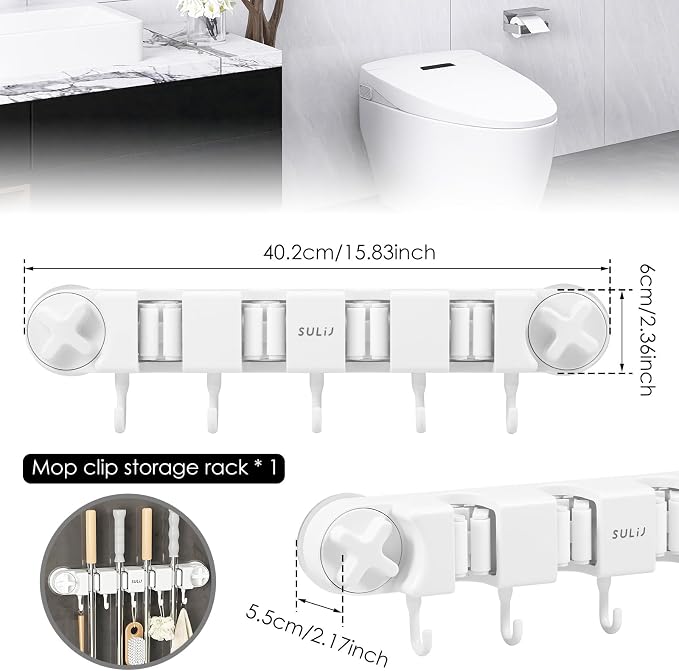 Broom Holder Wall Mount Sturdy Mop and Broom Organizer - Image 5